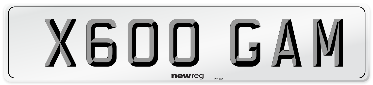 X600 GAM Number Plate from New Reg